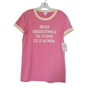 LuLaRoe Women's Small Empowerment Pink Yellow Shirt